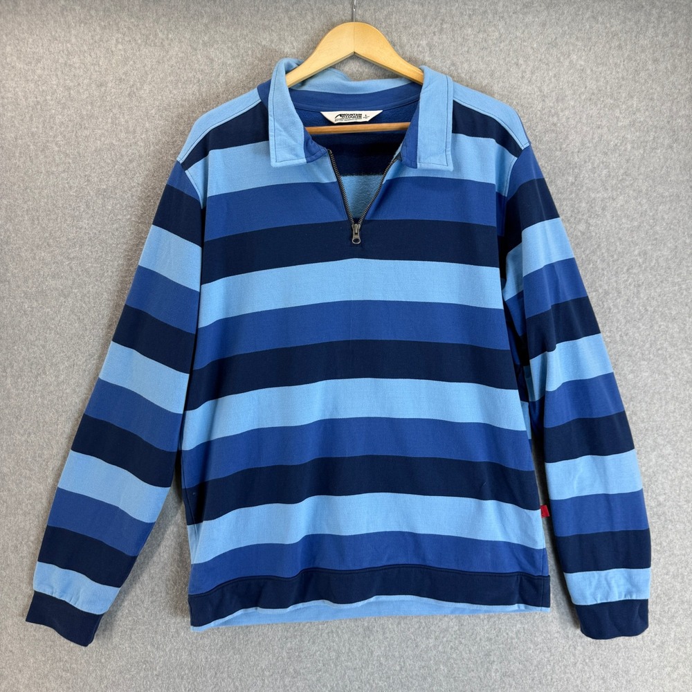 Mountain Khakis Blue Striped 1/4 Zip Pullover Sweater Mens Size‎ Large